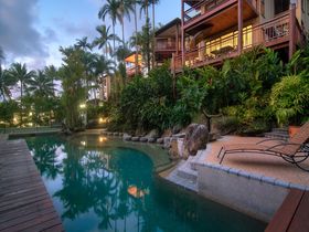 Point 8 Villa pool at dusk Luxury Accommodation Port Douglas